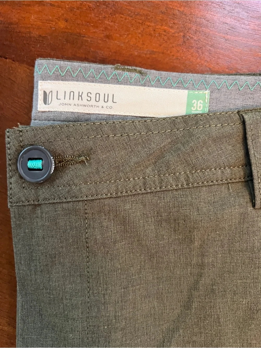 LINKSOUL 5-Pocket Golf Pants Men's Size 36R Forest Green Performance